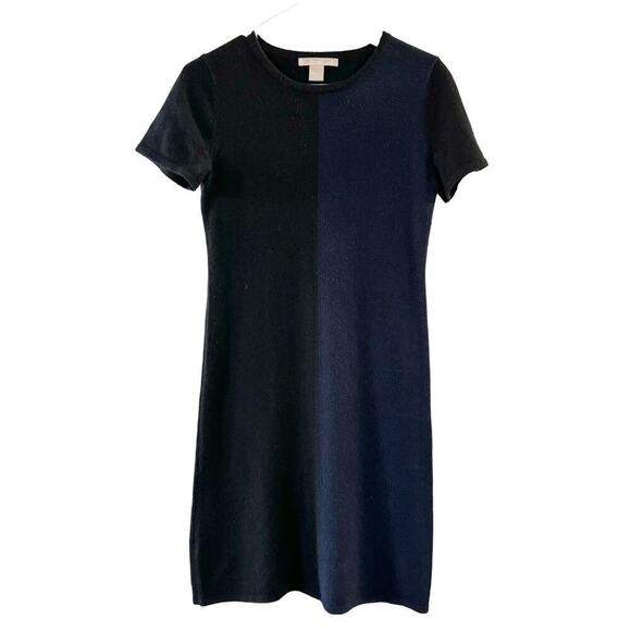The Cashmere Project Colorblock Sheath Knit Dress Black/ Blue Size Small - Picture 1 of 4